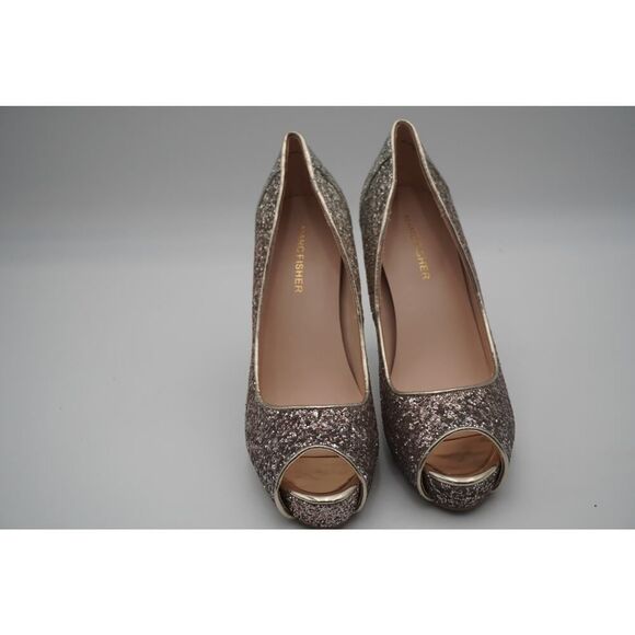 Marc Fisher Silver Ombre Glitter Peep Toe Sparkling Chic Evening Party Pumps 8.5 - Picture 4 of 8